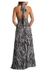 Elan Elan Zebra Maxi Halter Dress