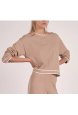 Elan Elan Tan Contrast Ivory Sweater