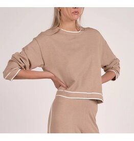 Elan Elan Tan Contrast Ivory Sweater