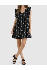 Bow Print Flutter Slv Babydoll Dress