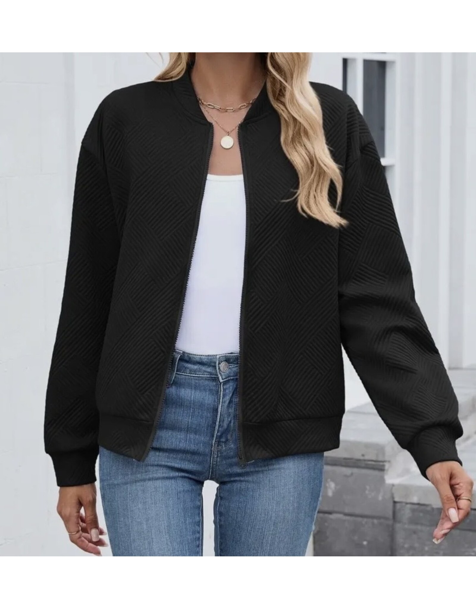 Quilted Zip-Up Bomber Jacket