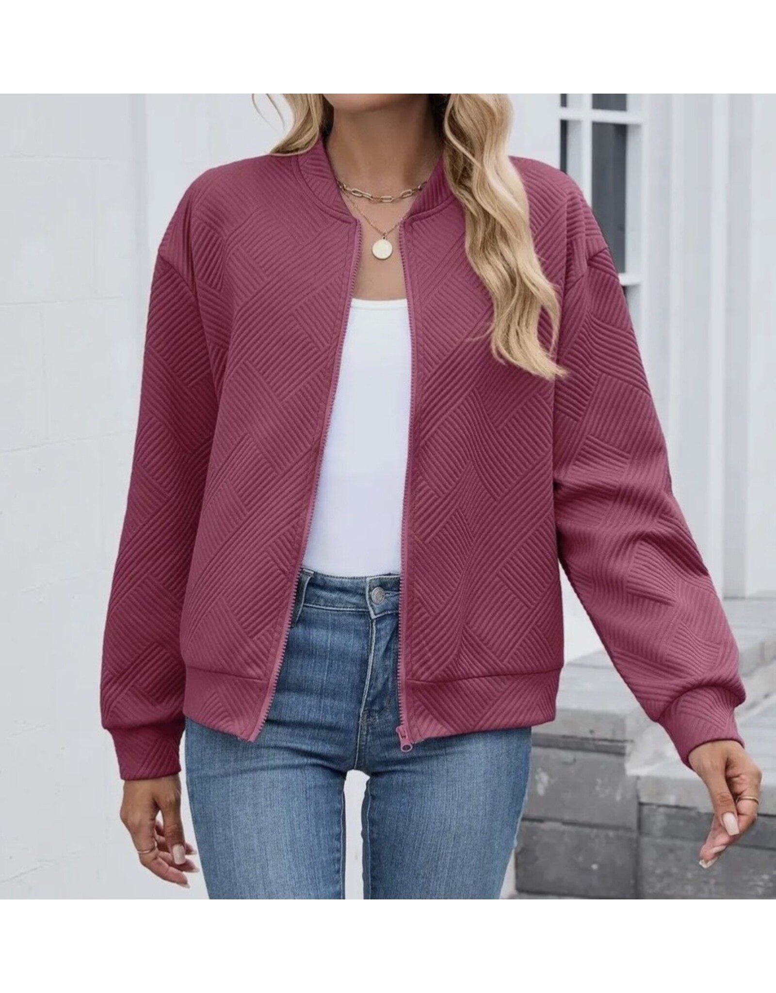 Quilted Zip-Up Bomber Jacket