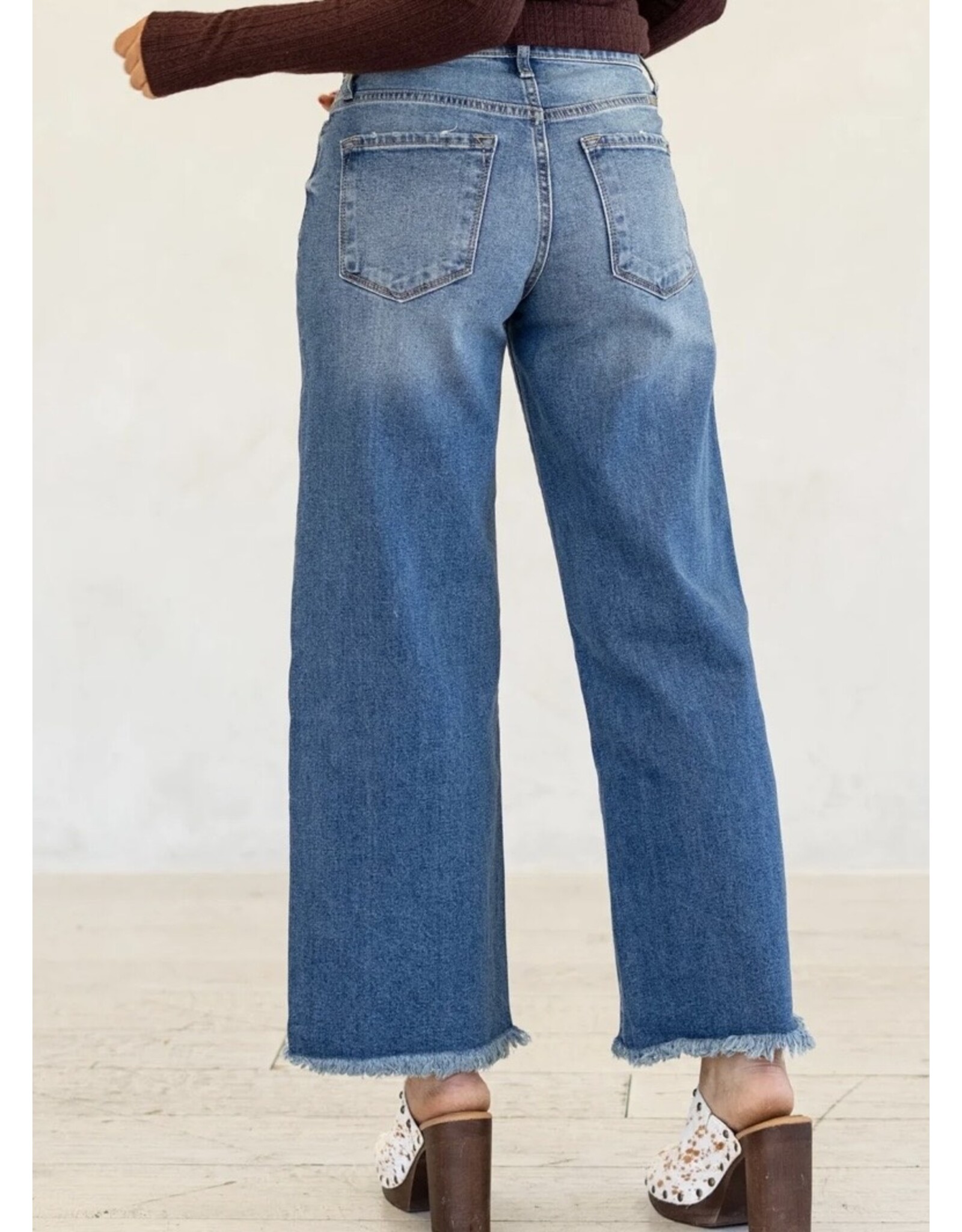 Kancan Crater HR Crop Wide Leg Jeans