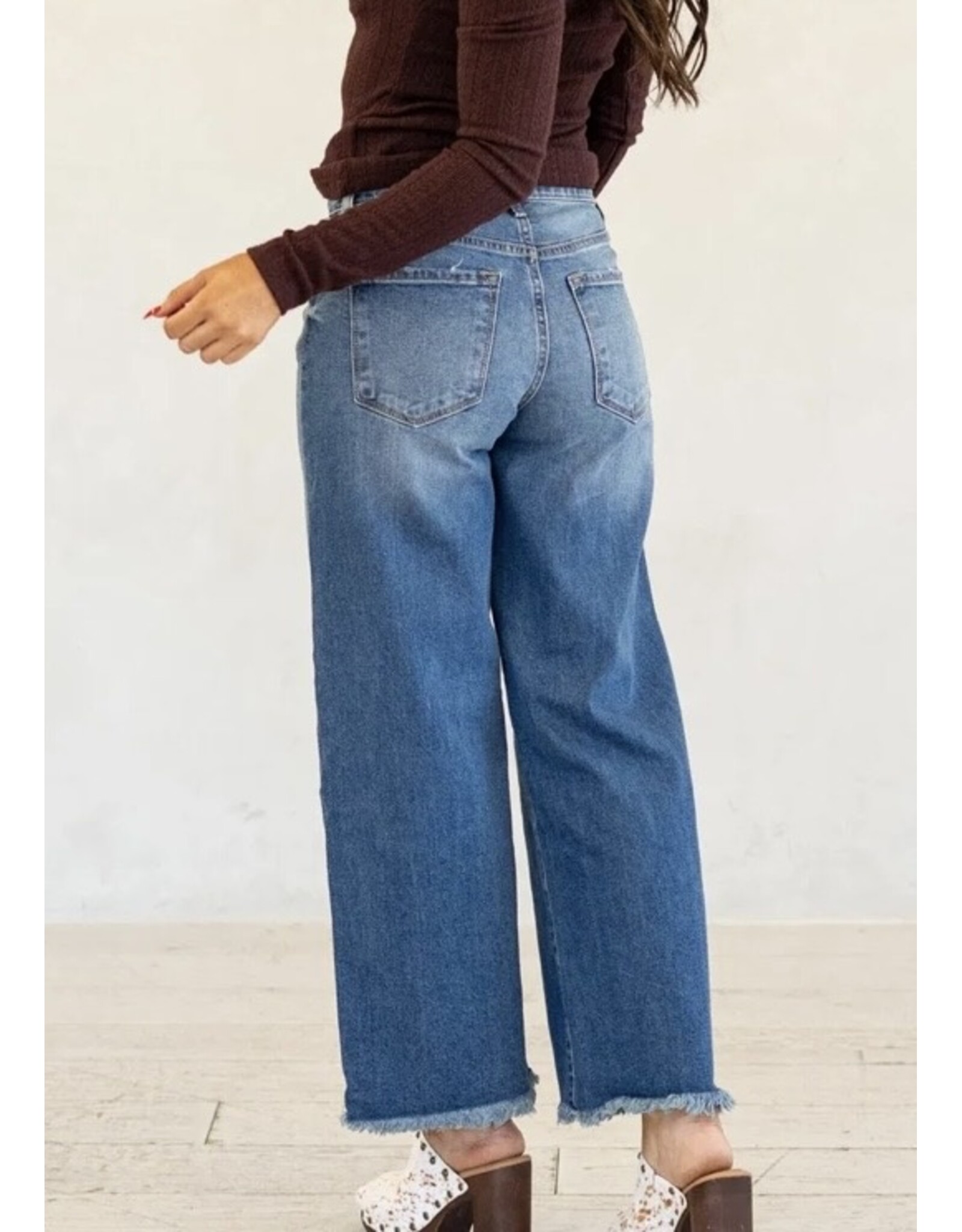 Kancan Crater HR Crop Wide Leg Jeans