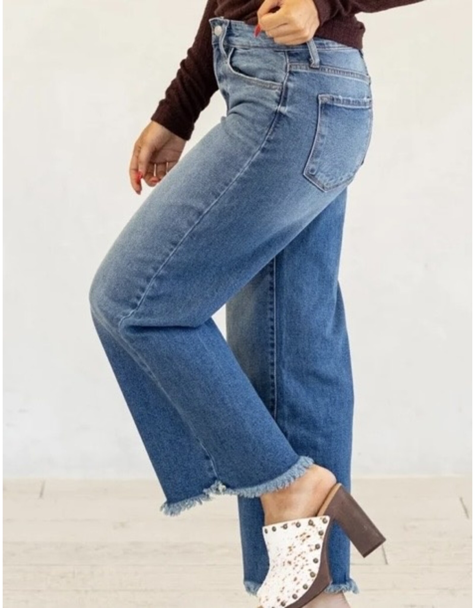 Kancan Crater HR Crop Wide Leg Jeans