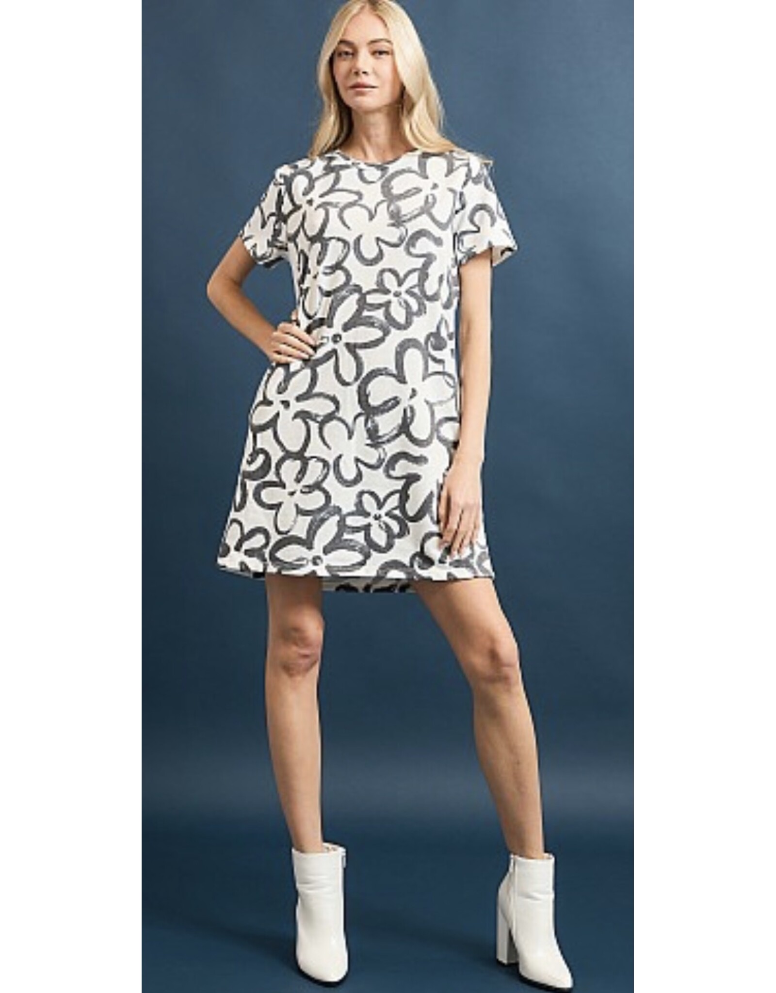 Floral french terry tee dress