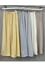 Wide leg terry pants w/ side detail