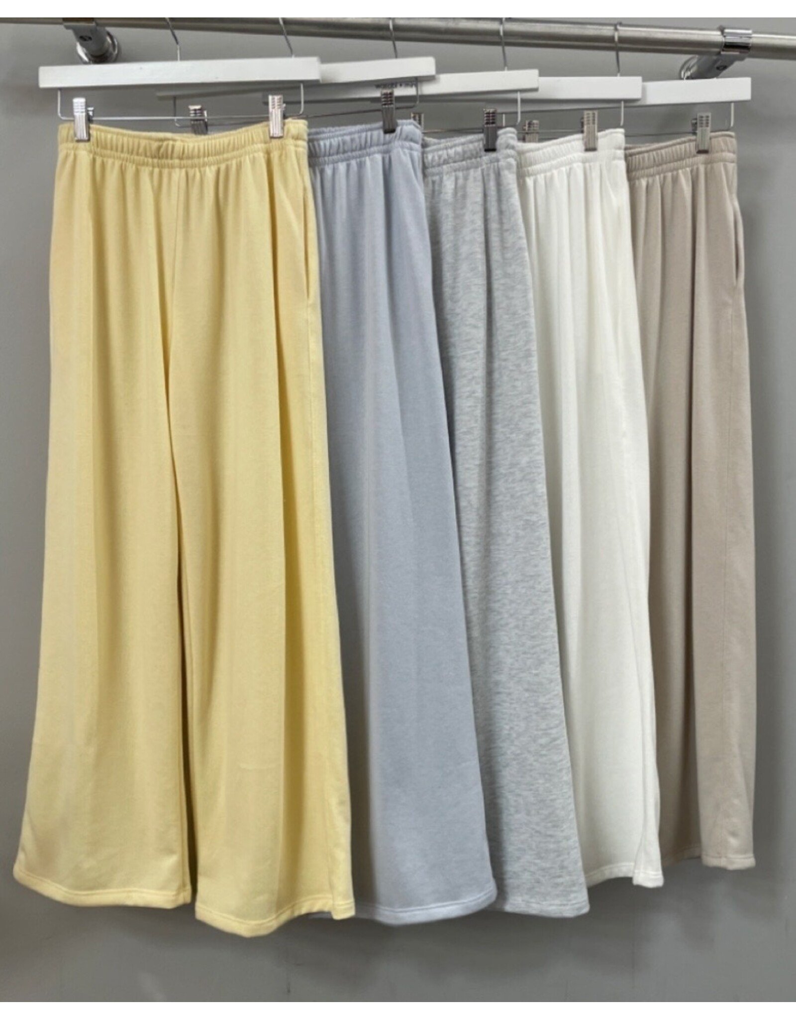 Wide leg terry pants w/ side detail