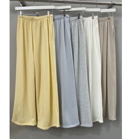 Wide leg terry pants w/ side detail