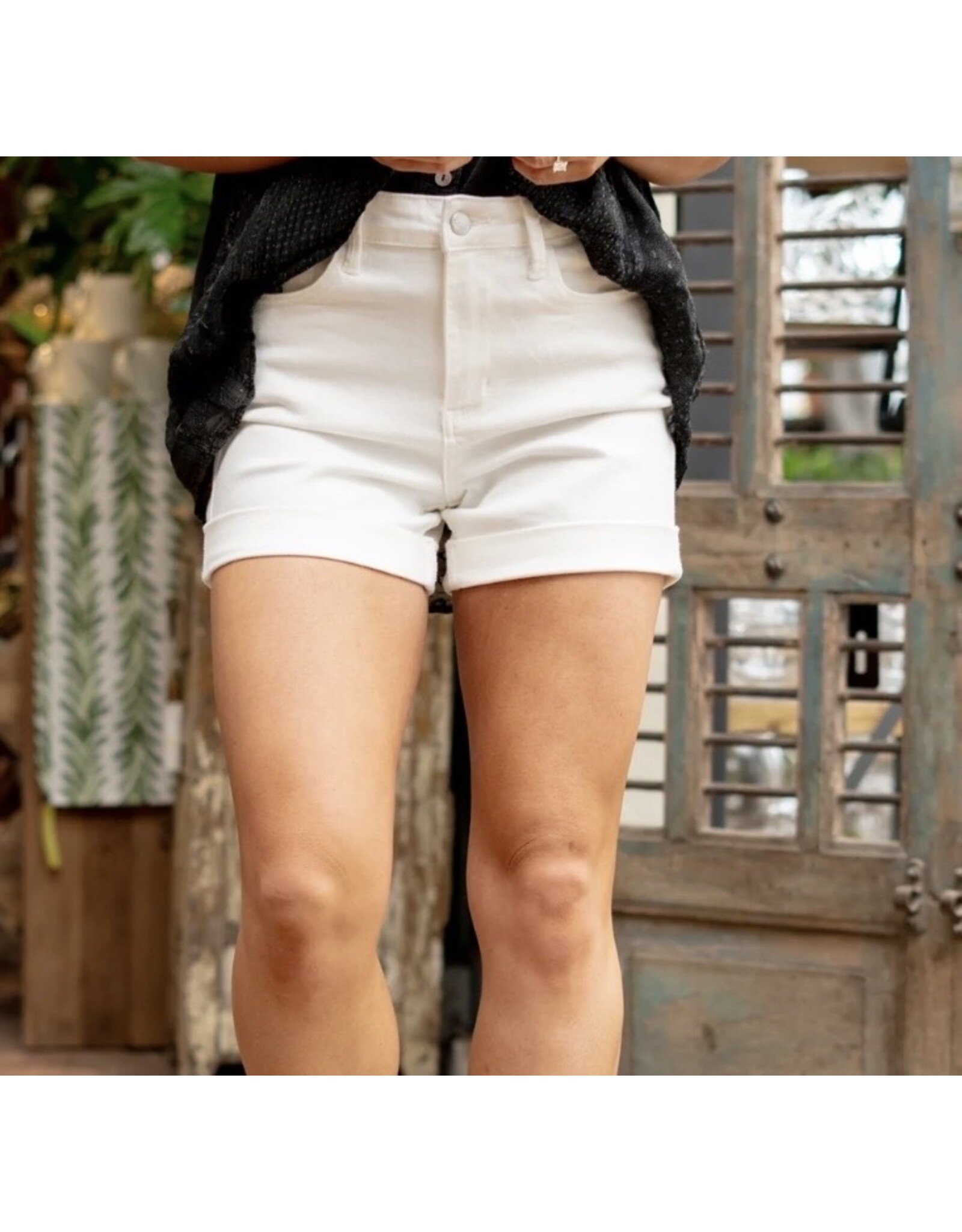 Judy Blue HW Aurora Weekender White Shorts
