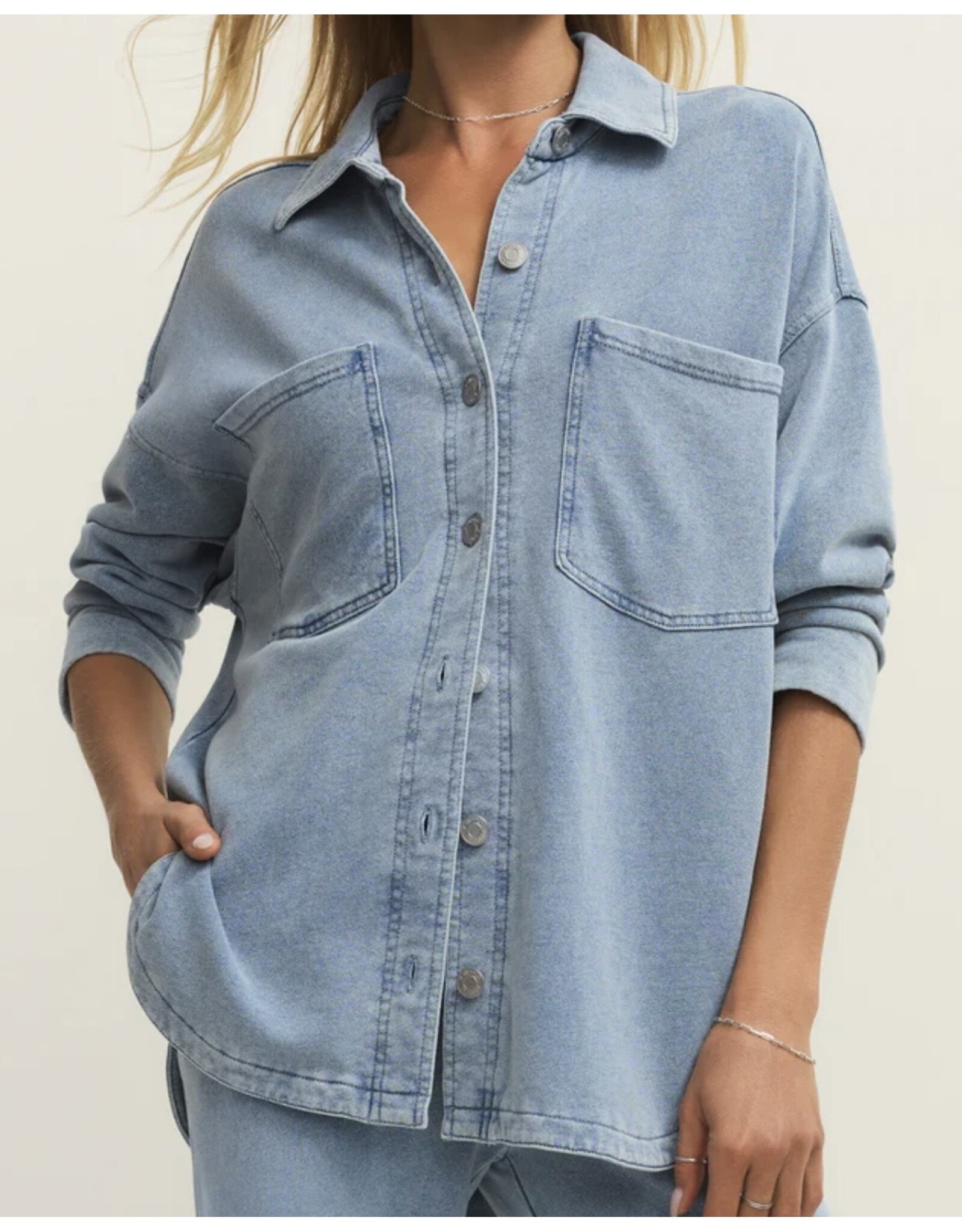 ZSupply ZSupply All Day Knit Denim Jacket Ocean Air Indigo