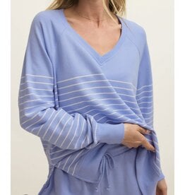 ZSupply ZSupply WEEKENDER STRIPE V NECK BARCELONA BLUE