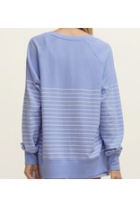 ZSupply ZSupply WEEKENDER STRIPE V NECK BARCELONA BLUE