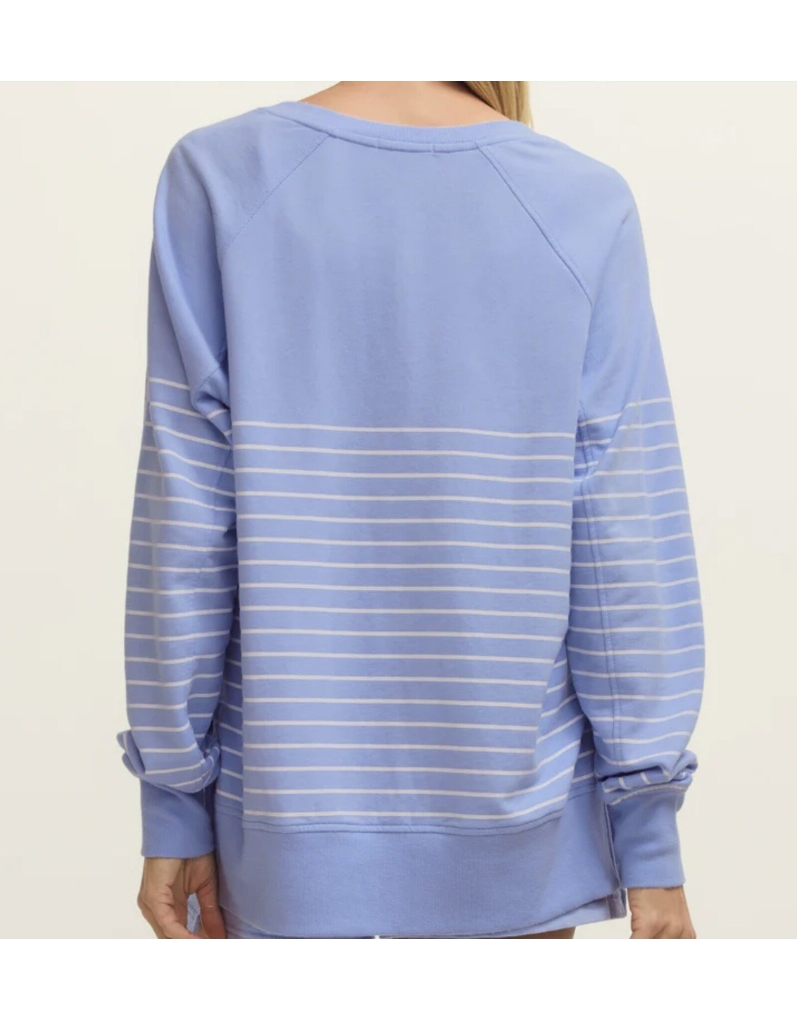 ZSupply ZSupply WEEKENDER STRIPE V NECK BARCELONA BLUE