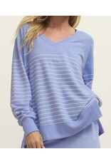 ZSupply ZSupply WEEKENDER STRIPE V NECK BARCELONA BLUE