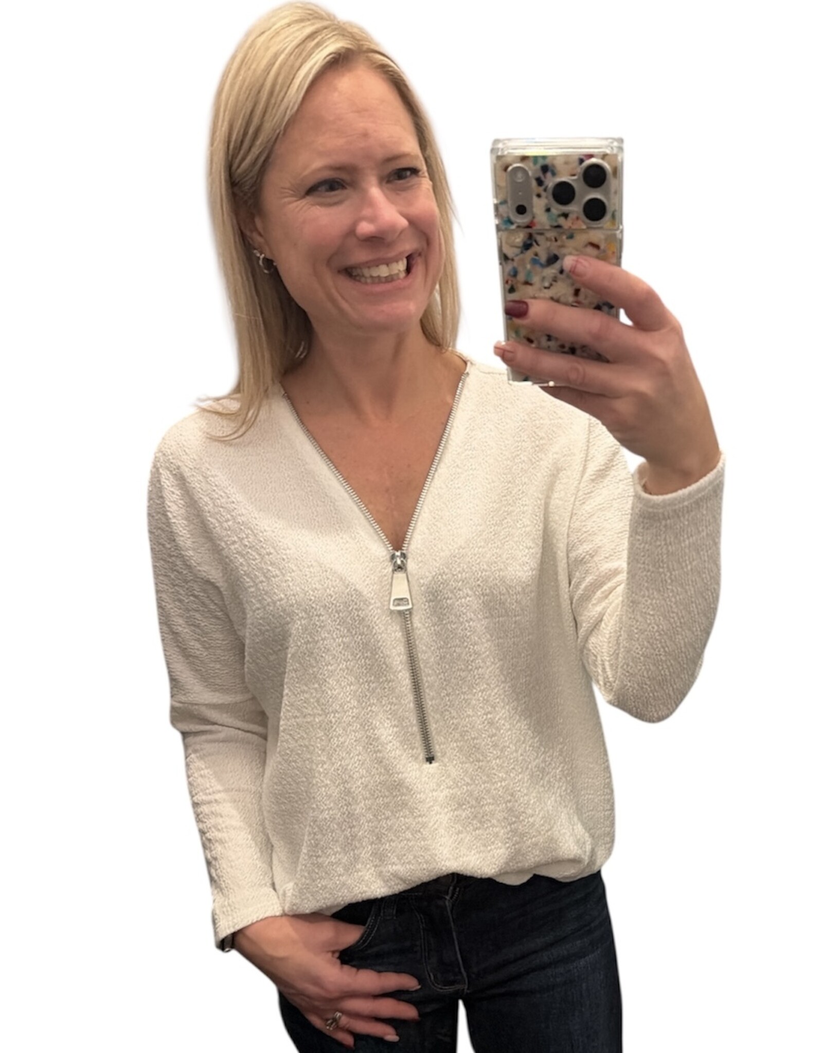 Popular dolman slv zipped top