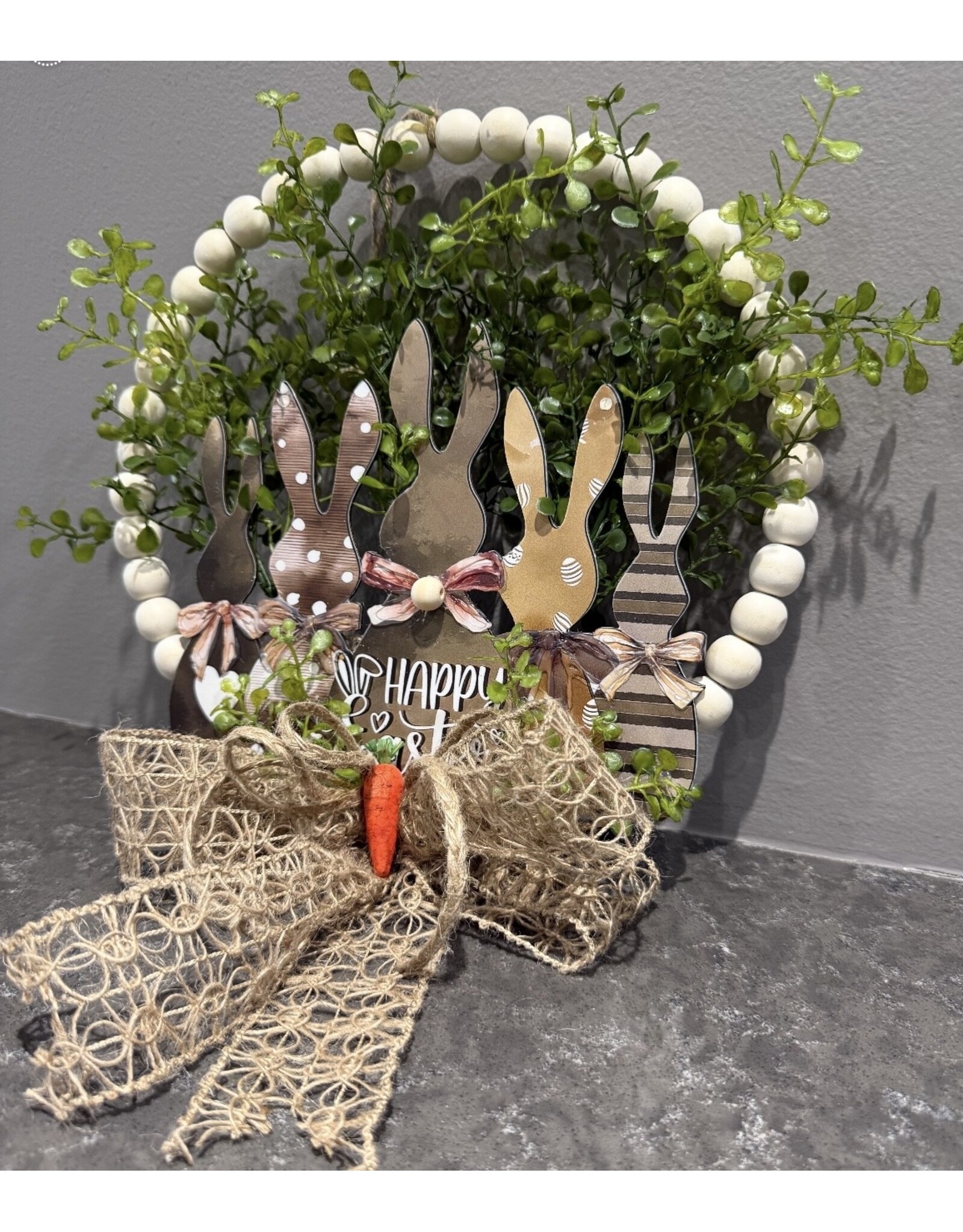 db Db bead wreath w/ family of bunnies