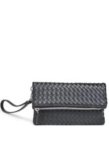 Vegan leather woven fold over purse