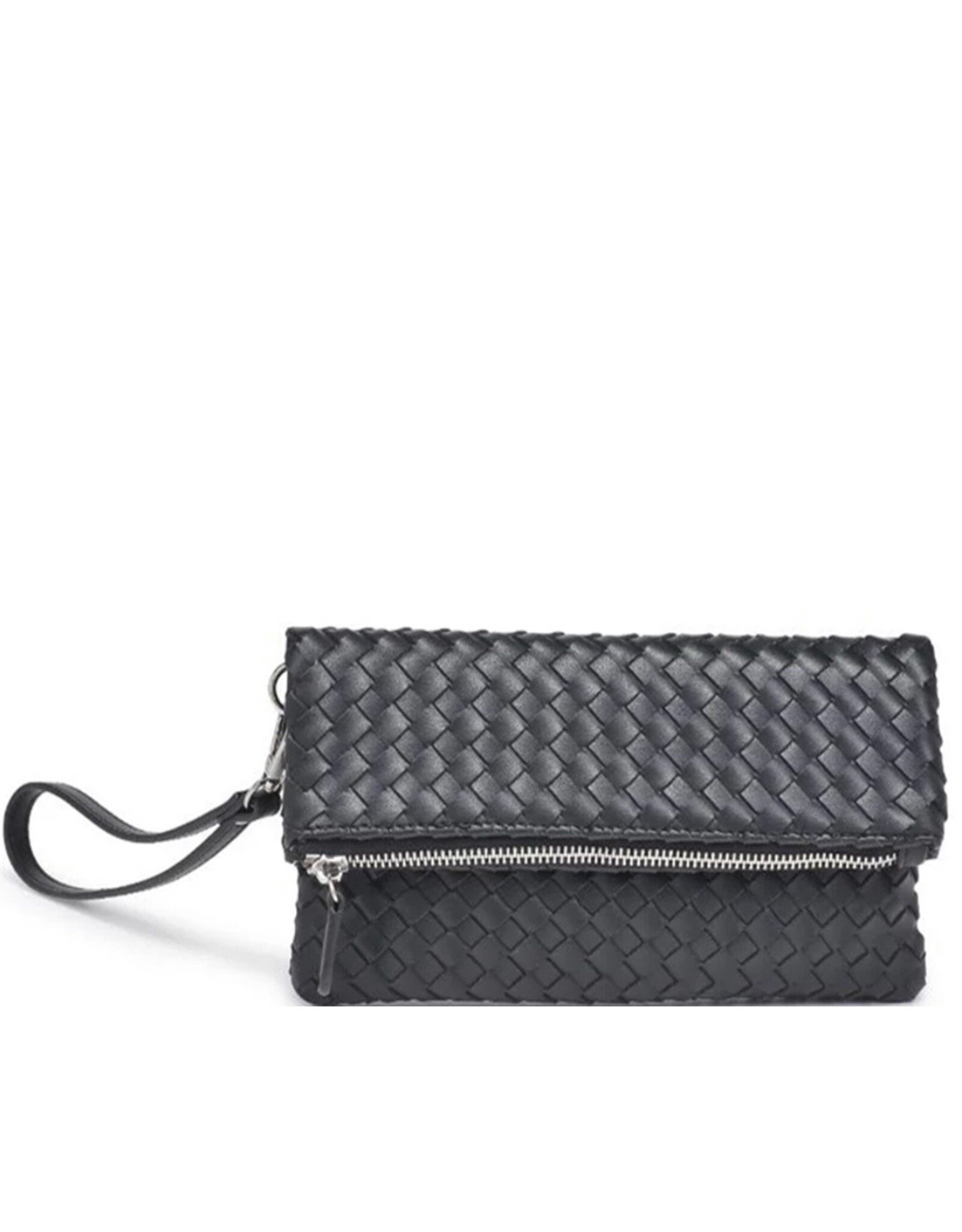 Vegan leather woven fold over purse