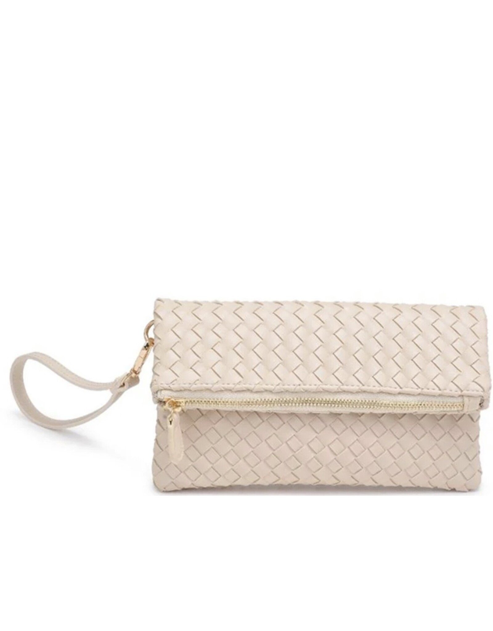 Vegan leather woven fold over purse