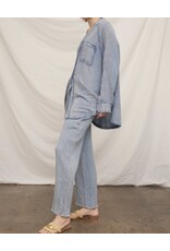 Chambray Crinkled Straight Pants