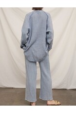 Chambray Crinkled Straight Pants