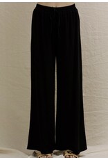 Black Elastic Waist  Wide Leg Pants