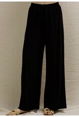 Black Elastic Waist  Wide Leg Pants