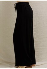 Black Elastic Waist  Wide Leg Pants