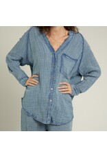Encreme Chambray Long Slv Crinkled Shirt