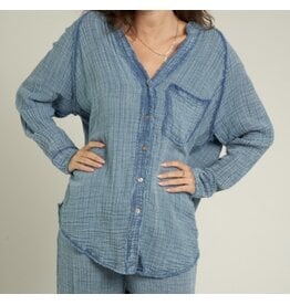 Encreme Chambray Long Slv Crinkled Shirt