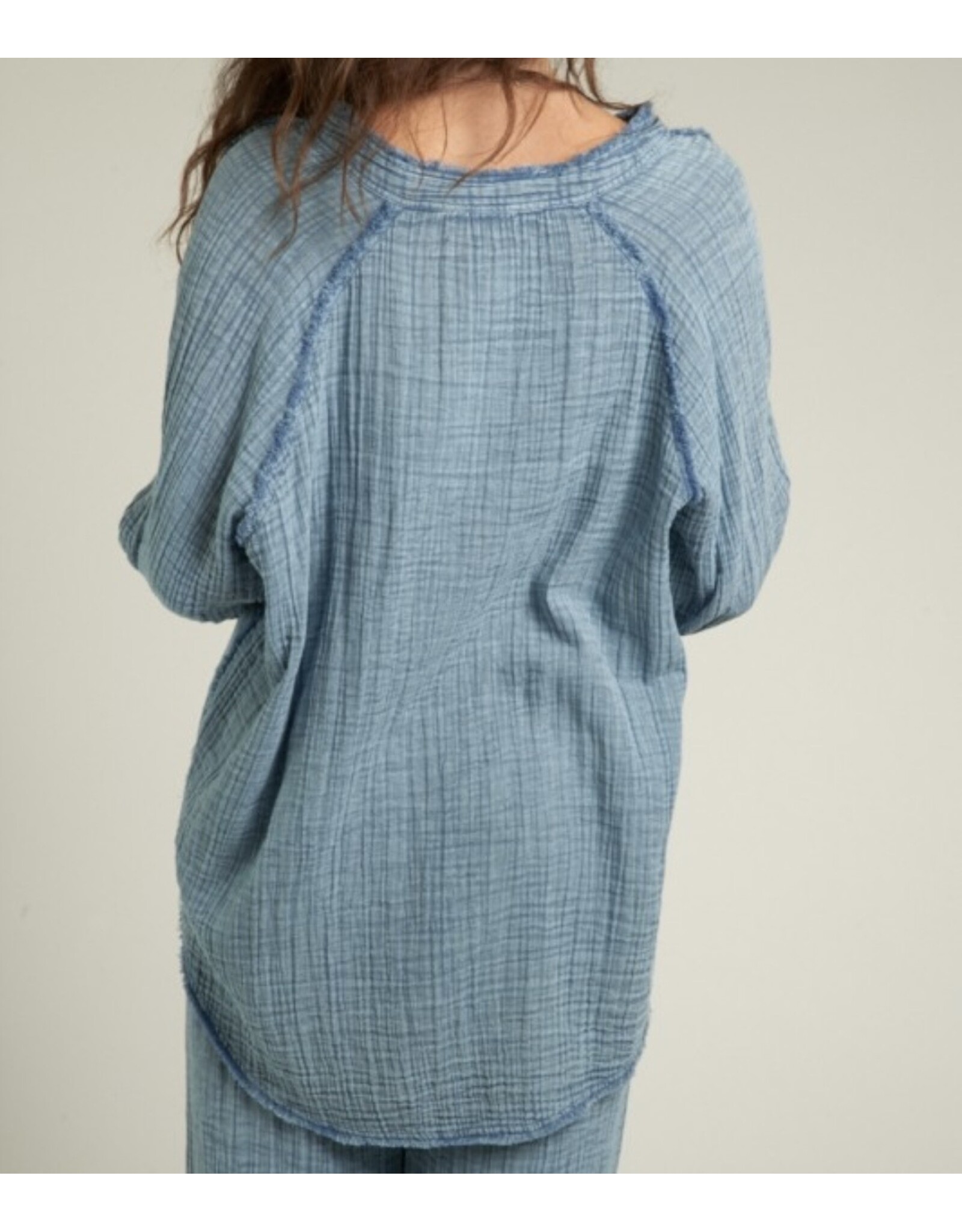 Encreme Chambray Long Slv Crinkled Shirt