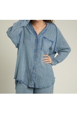 Encreme Chambray Long Slv Crinkled Shirt
