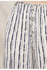 Navy Front Slit Striped Pants