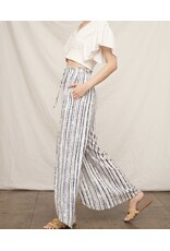 Navy Front Slit Striped Pants