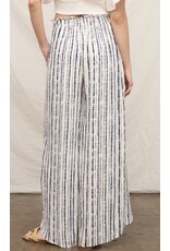 Navy Front Slit Striped Pants