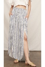 Navy Front Slit Striped Pants