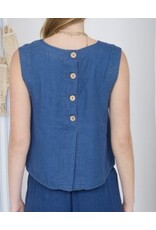 Chambray Button Detail Crop Top