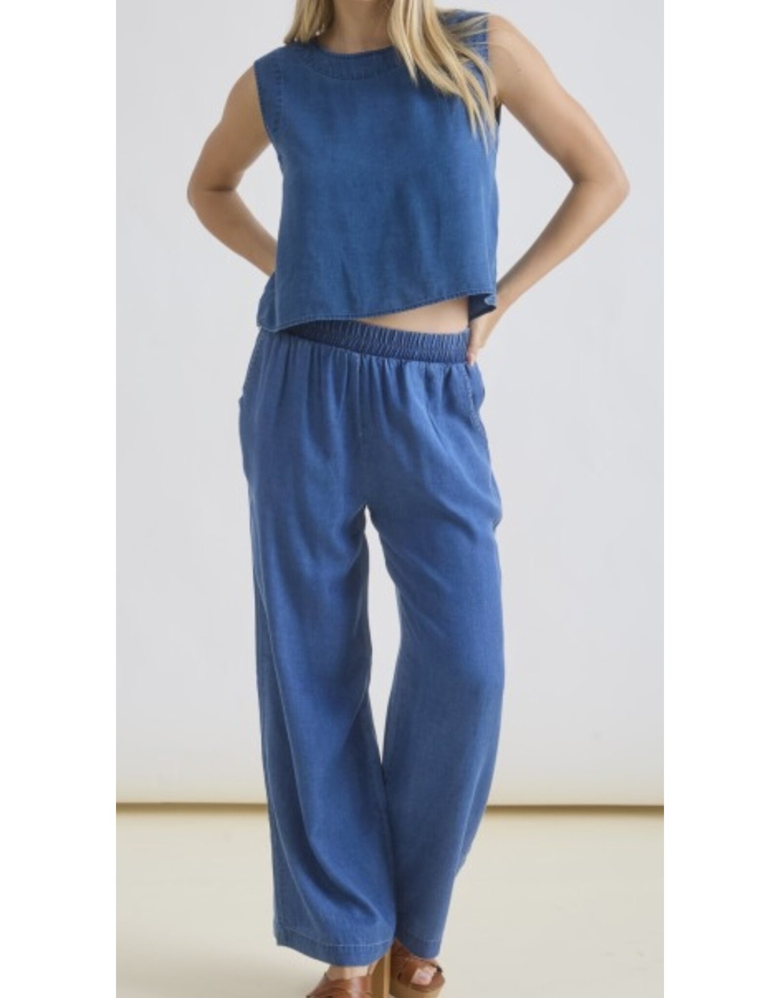 Chambray HW Wide Leg Pants
