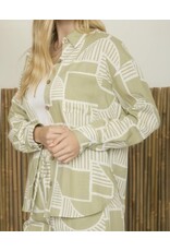 Olive Print Long Slv Shirt