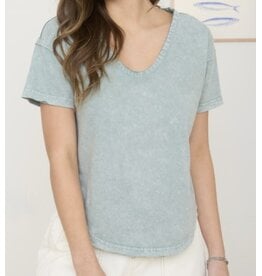 Washed Scoop Neck S/S Top