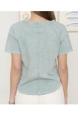 Washed Scoop Neck S/S Top