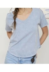 Washed Scoop Neck S/S Top