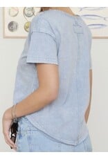 Washed Scoop Neck S/S Top