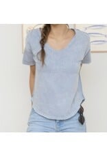 Washed Scoop Neck S/S Top