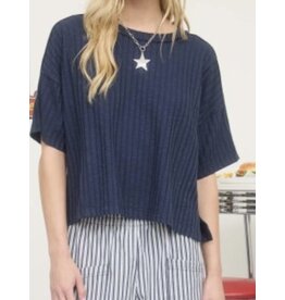 Ribbed S/S Back Star Patch Knit