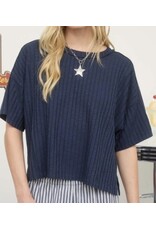 Ribbed S/S Back Star Patch Knit