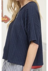 Ribbed S/S Back Star Patch Knit