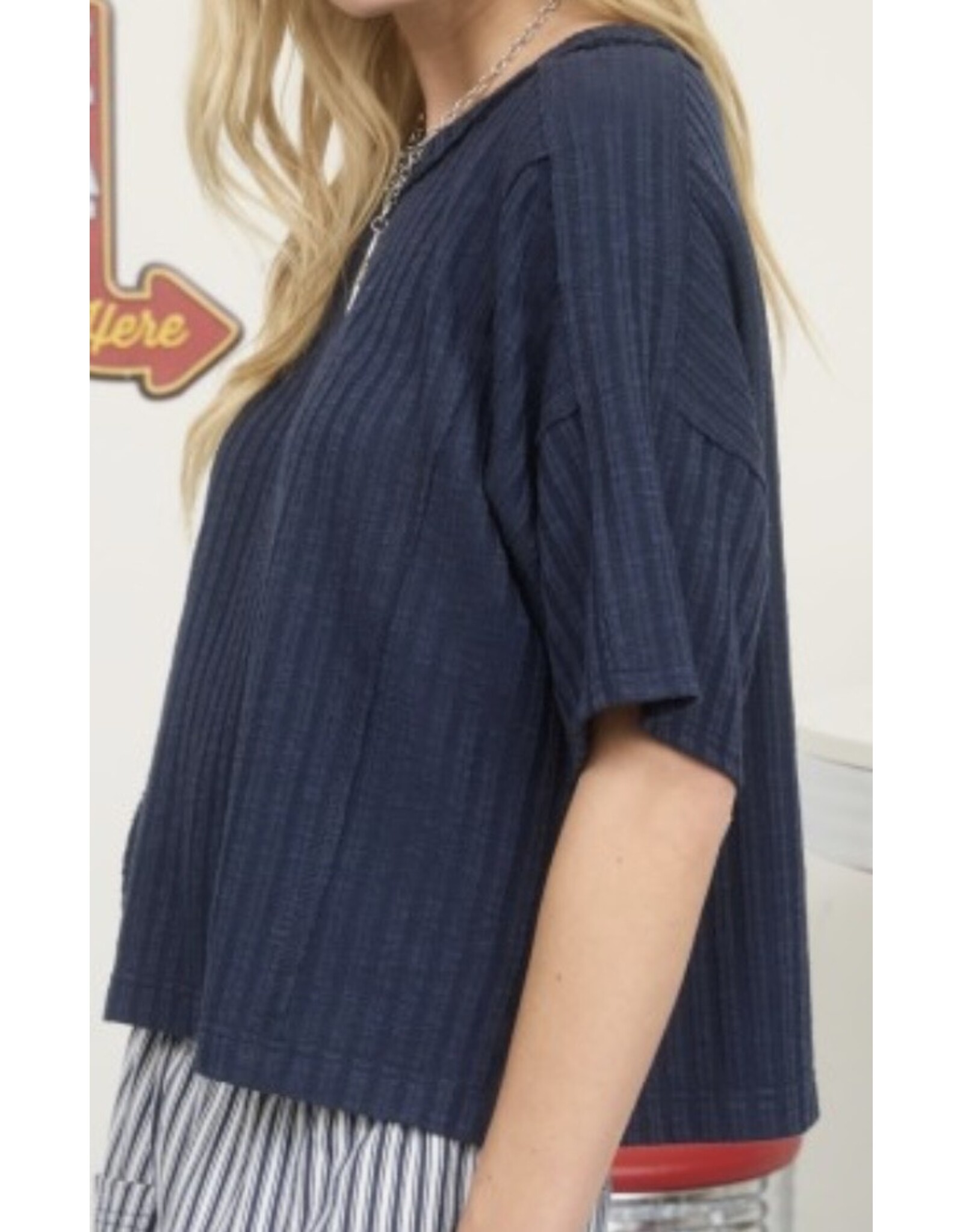 Ribbed S/S Back Star Patch Knit