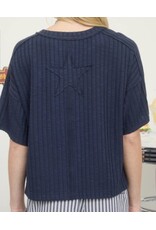 Ribbed S/S Back Star Patch Knit